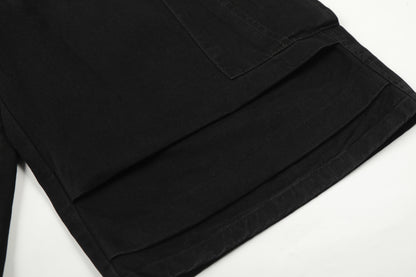 Metal Buckle Logo Print Cargo Cropped Half Pants WN25755