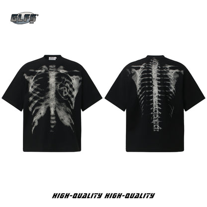 Heavyweight Waffle Washed X-Ray Skeleton Print Short Sleeve T-Shirt WN26542