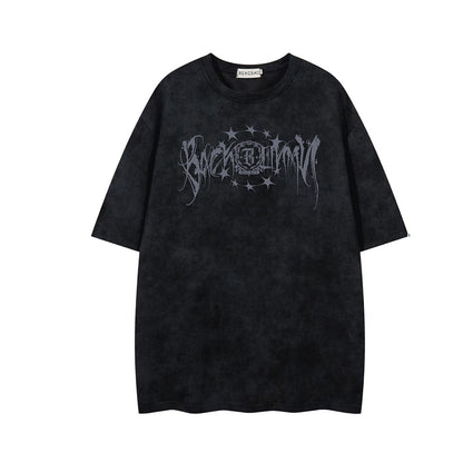 Washed Letter Print Short Sleeve T-Shirt WN25779