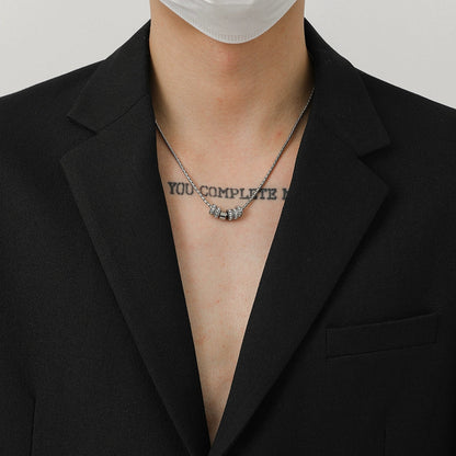 Titanium Steel Rhinestone Circle Necklace WN21263