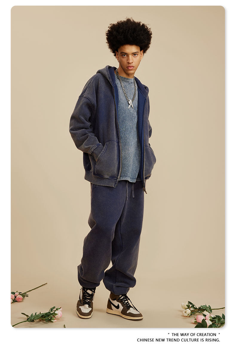 Oversize Washed Zipper Hoodie WN6461