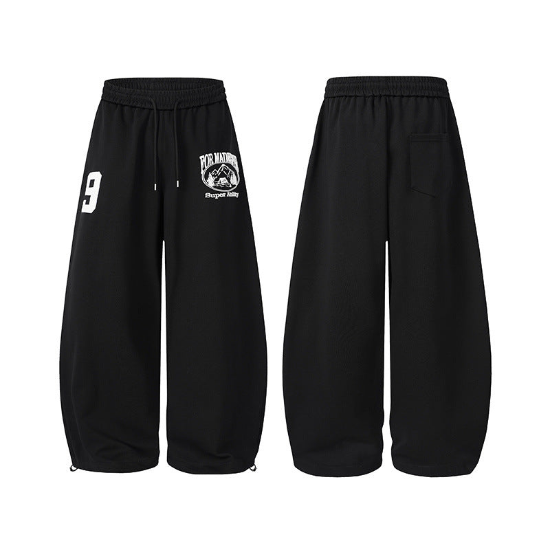 Number Graphic Wide Leg Sweatpants WN28123