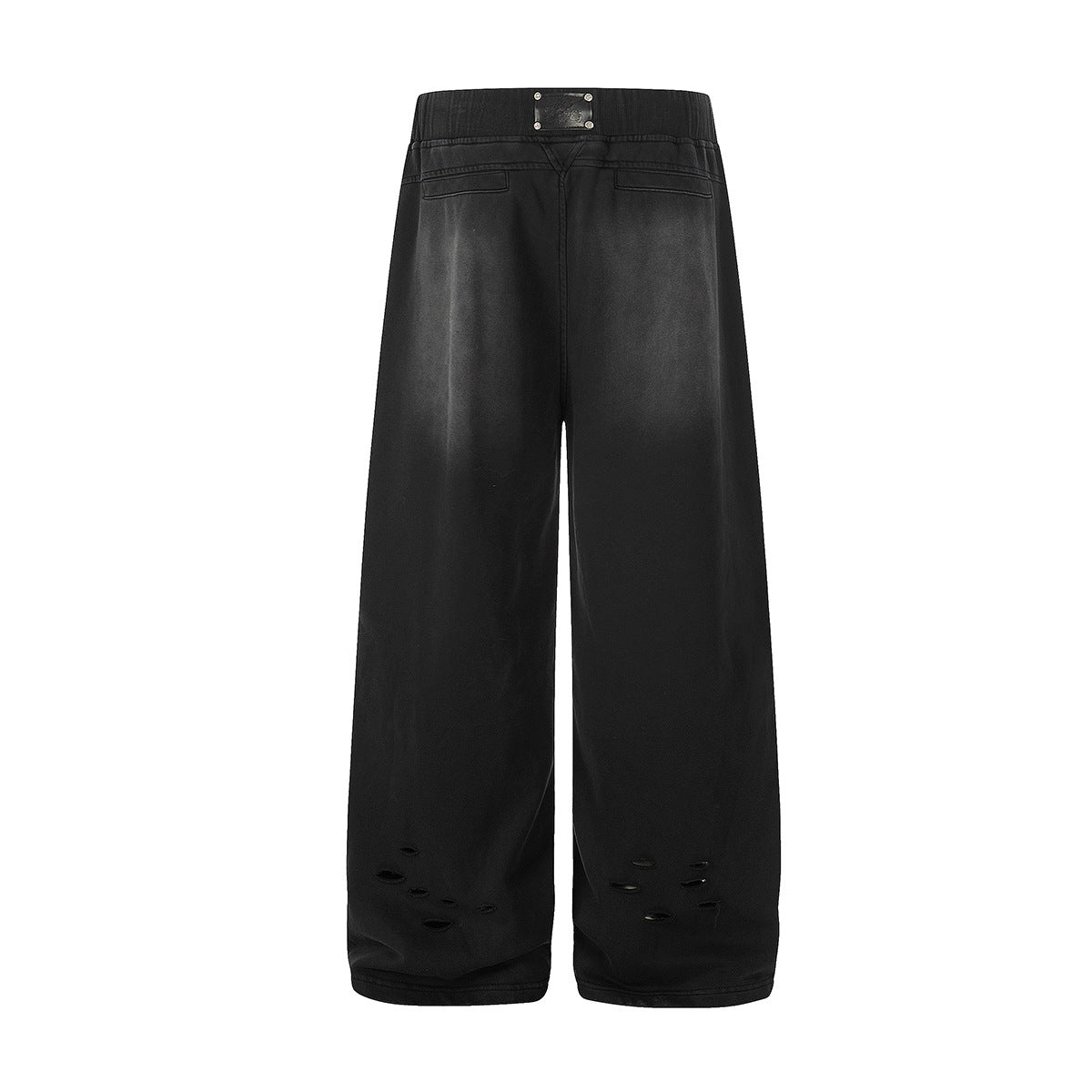 Washed Damage Drawstring Wide Leg Sweatpants WN25446