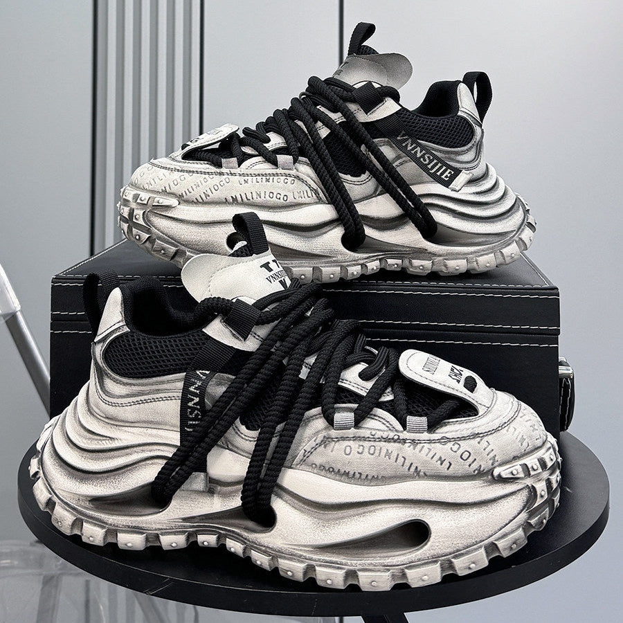 Embroidery Rope Lace Chunky Sole Sneakers WN24689