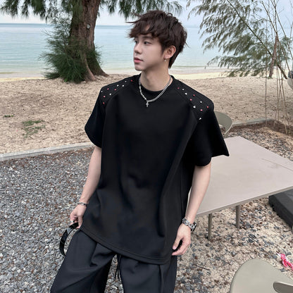 Rivet Heavyweight Shoulder-pad Oversize Short Sleeve T-Shirt WN25221