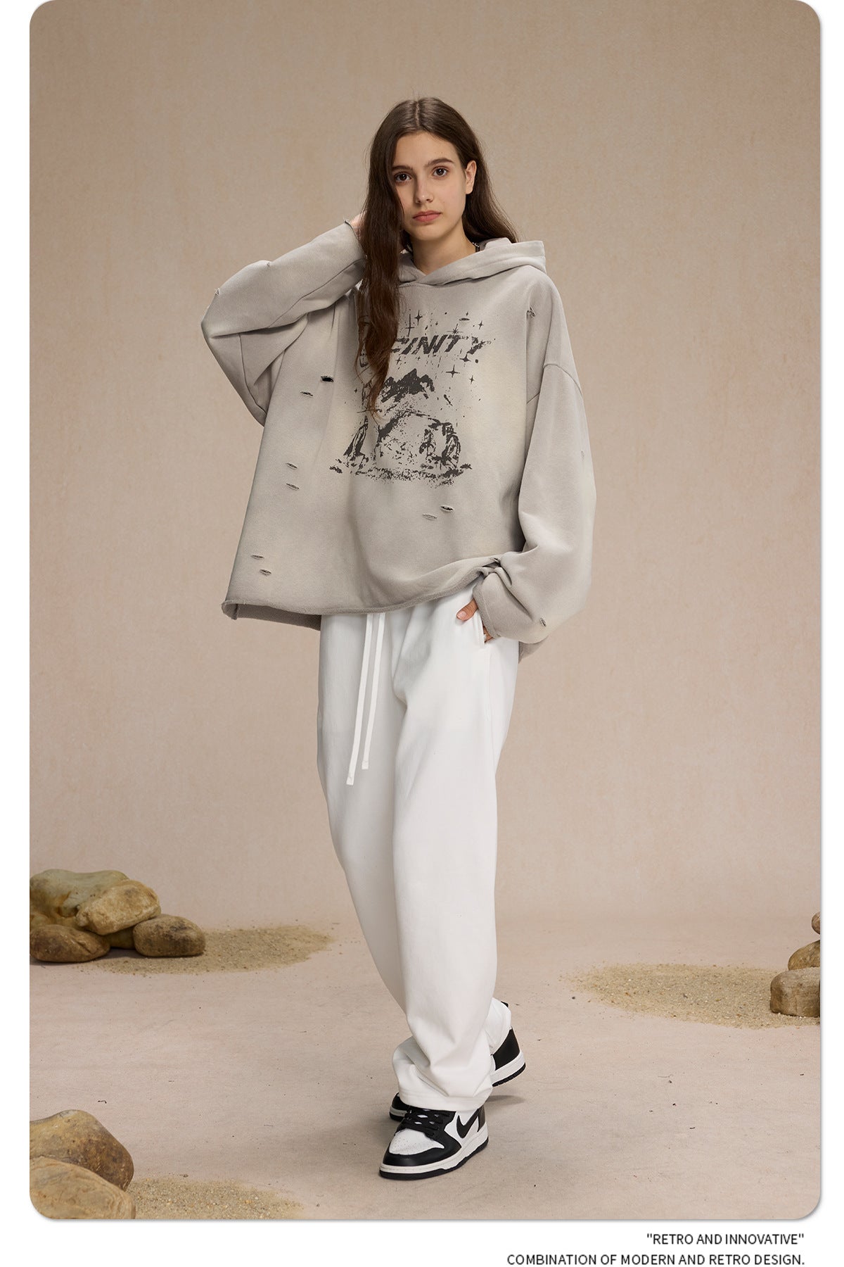 Spray Print Damage Cut0off Pullover Hoodie WN9991