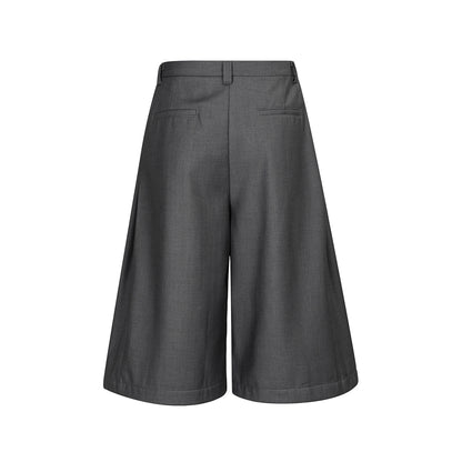 Wide Leg Pleats Half Trousers WN25967