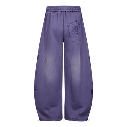 Graphic Print Panel Curved Wide Leg Sweatpants WN25931