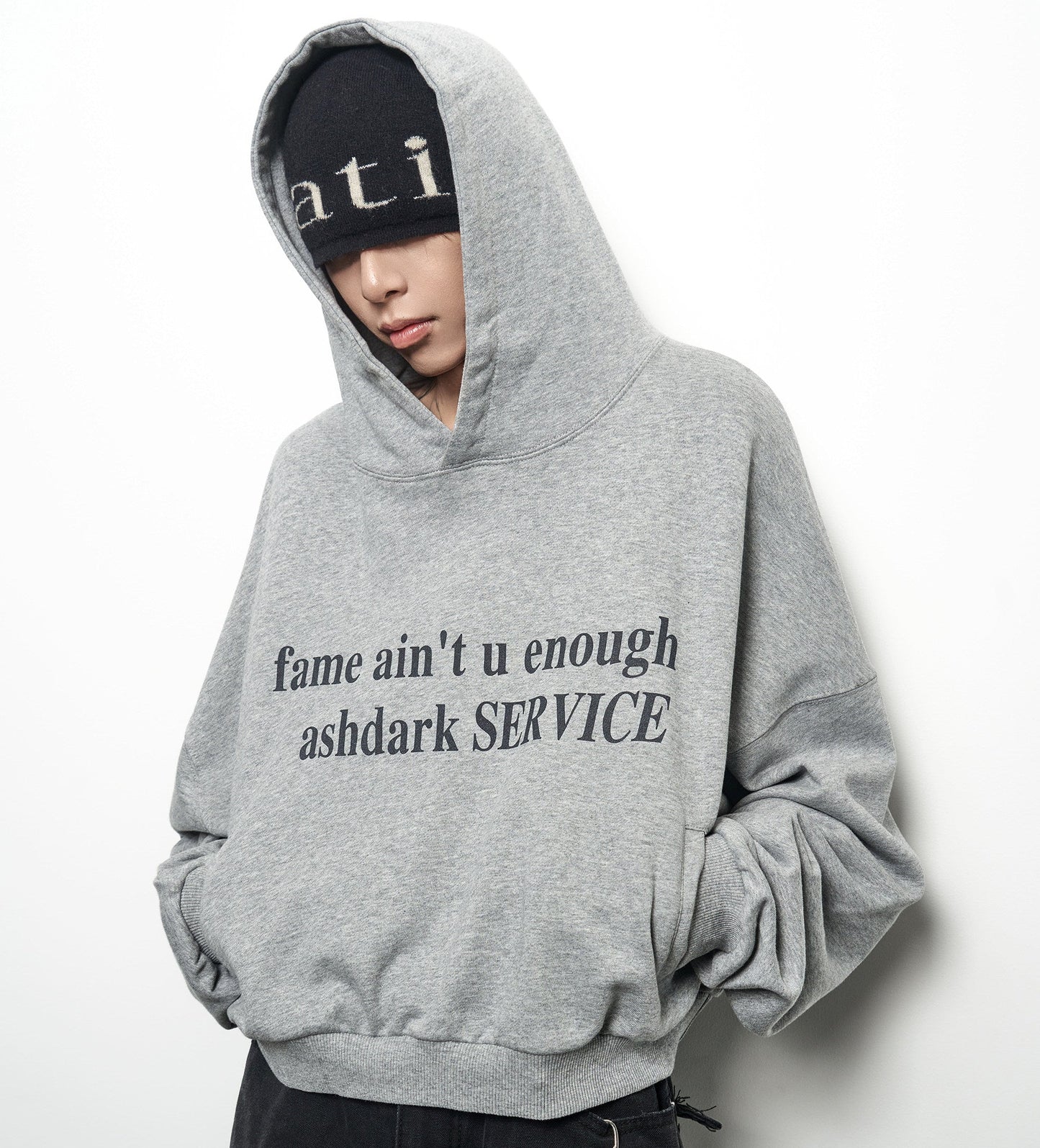 Washed Letter Print Oversized Hoodie WN22959