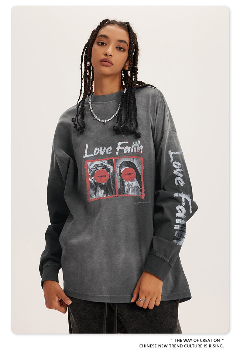 Abstract Graffiti Print Long Sleeve T-Shirt  WN7843