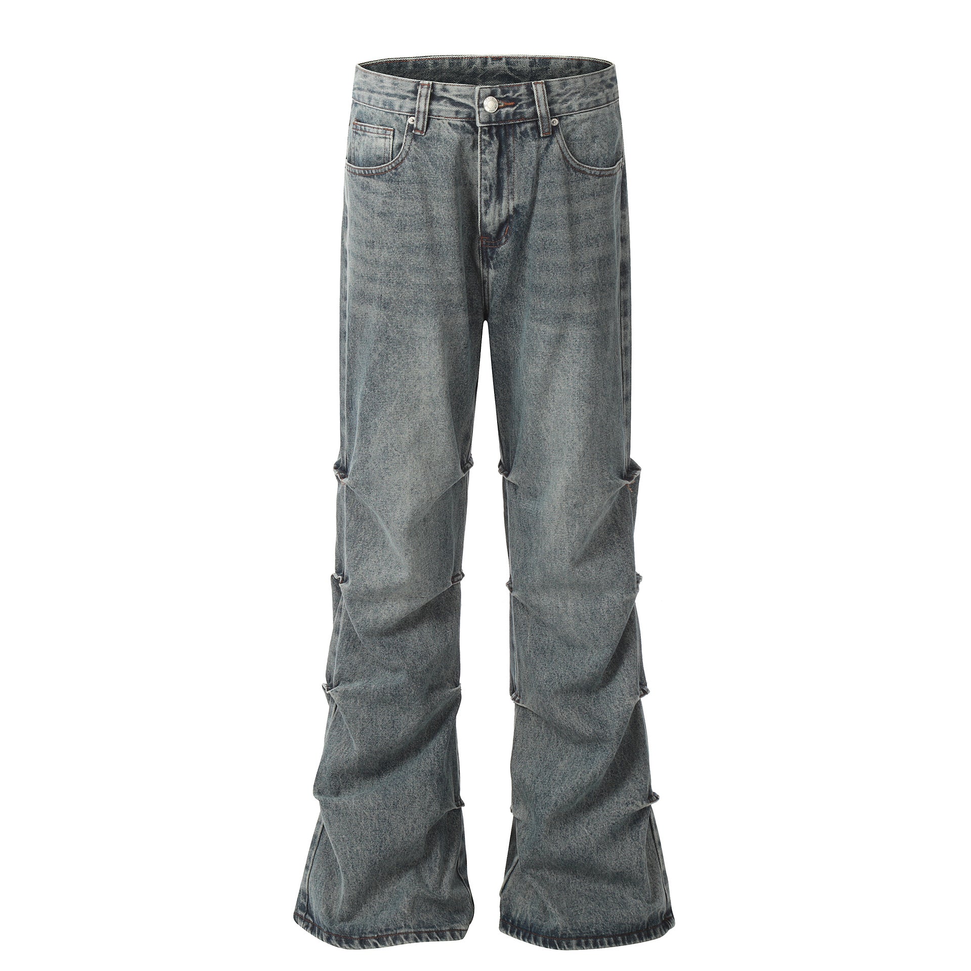 Washed Pleats Straight Denim Jeans WN25924 – WONDER NOAH