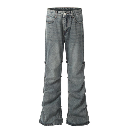 Washed Pleats Straight Denim Jeans WN25924