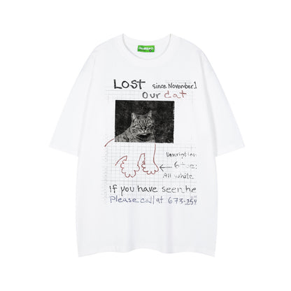 Cat Print Cool Touch Oversize Short Sleeve T-Shirt WN26846