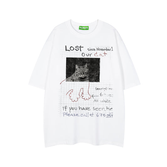 Cat Print Cool Touch Oversize Short Sleeve T-Shirt WN26846