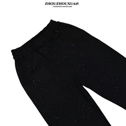 Rhinestone Adjustable Drawstring Sweatpants WN20714