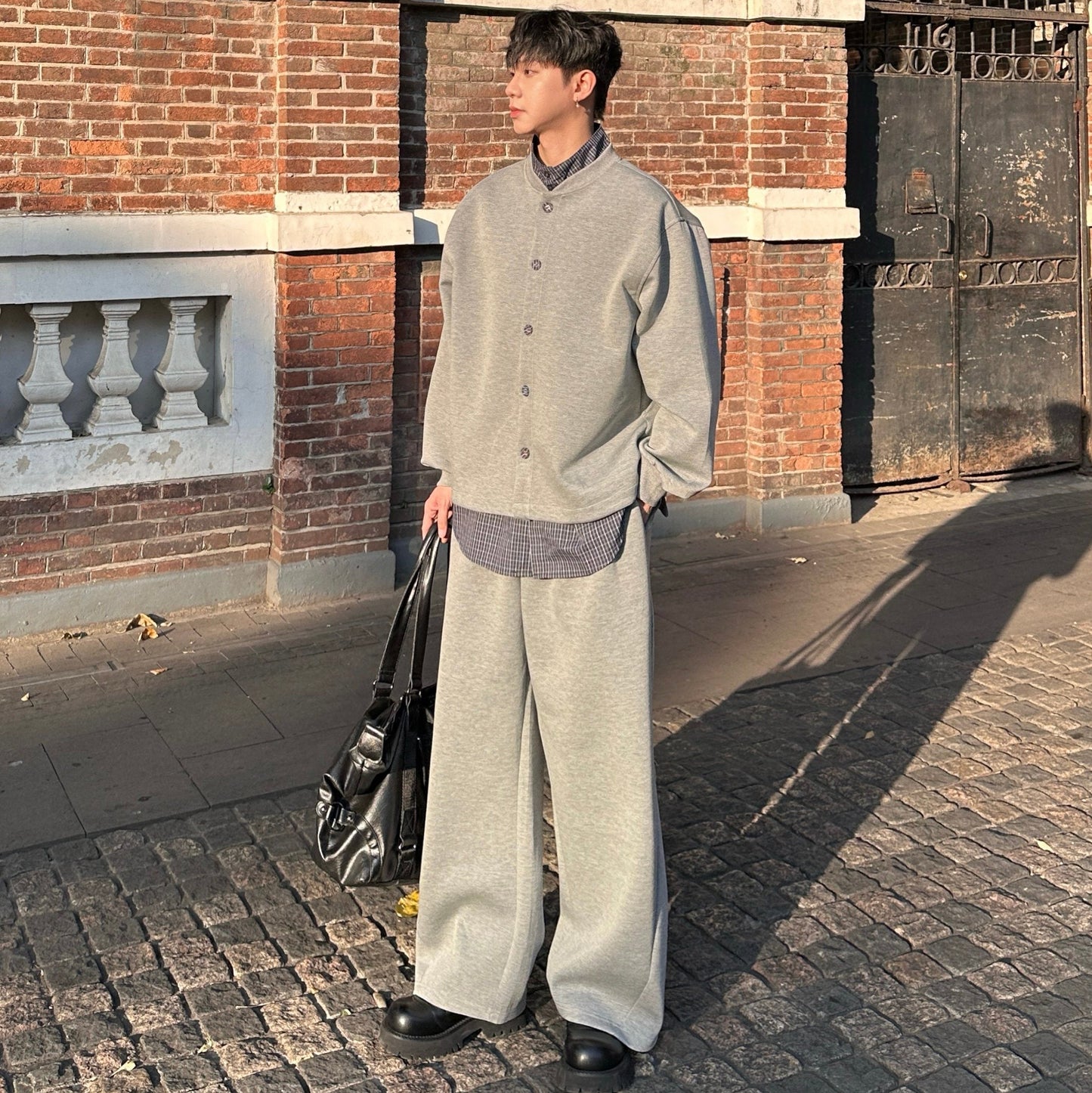 Fake Layered Jacket & Wide Leg Sweatpants Setup WN25162