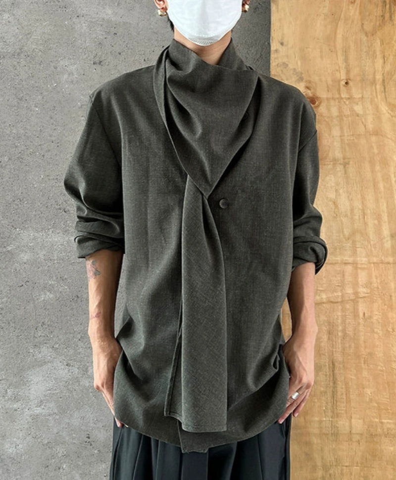 Irregular Design Chinese Style Long Sleeve Shirt WN20007