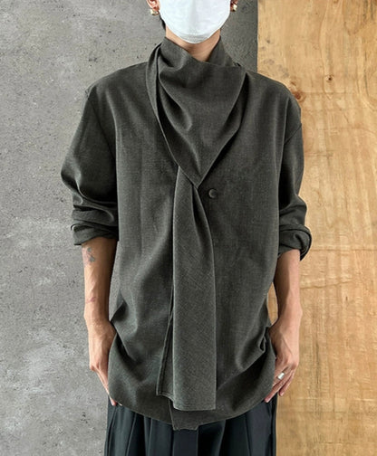 Irregular Design Chinese Style Long Sleeve Shirt WN20007