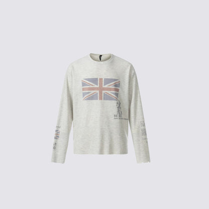 Waffle Texture Graphic Long Sleeve T-Shirt WN28018