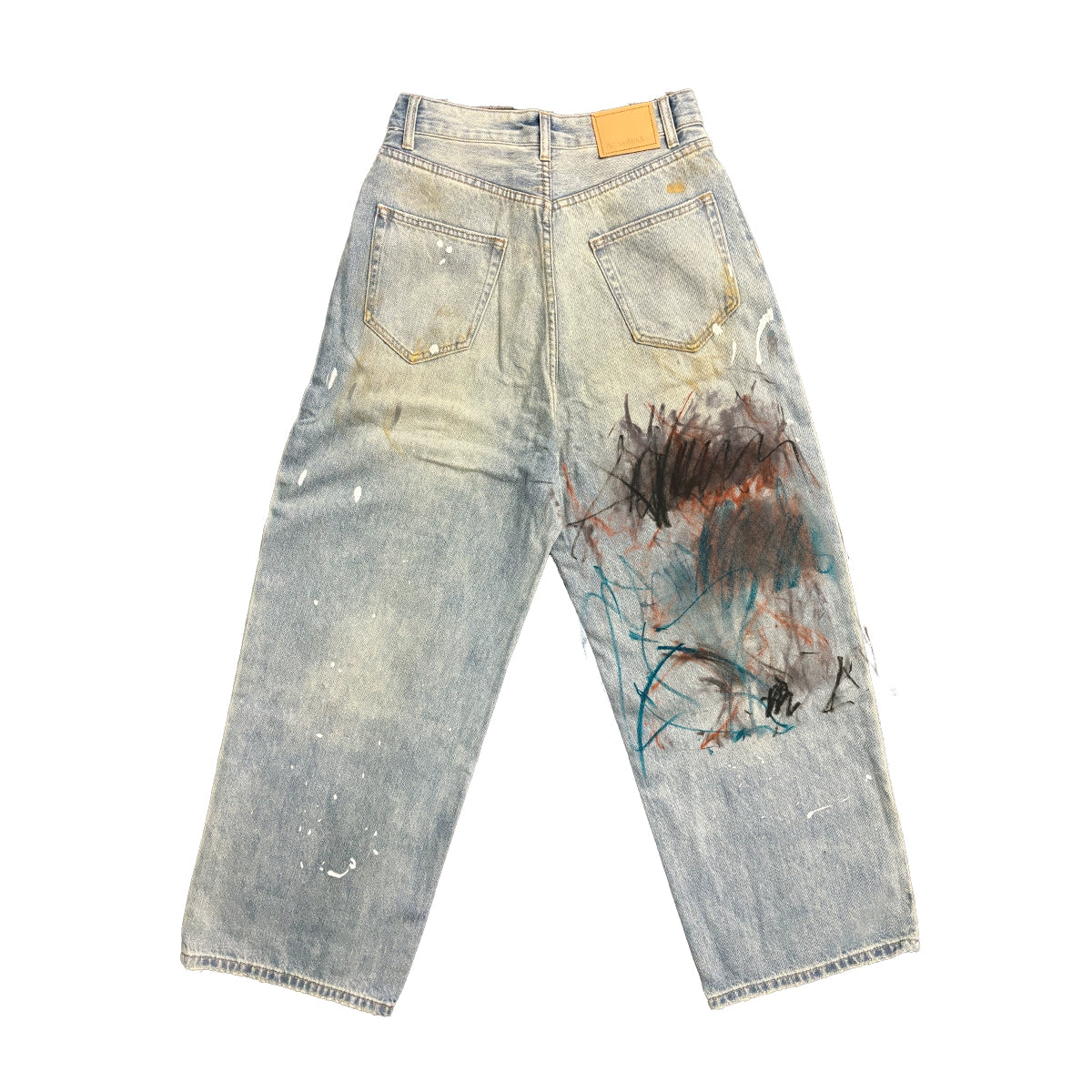 Graffiti Spray Paint Wide Leg Denim Jeans WN16826