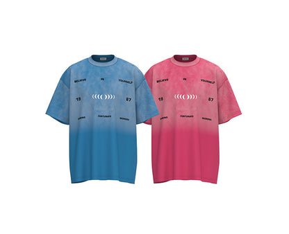 Fade Washed Cutout Oversize Short Sleeve T-Shirt WN25957