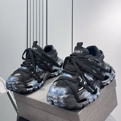 Paint Splash Rope Lace Chunky Sole Sneakers WN24627