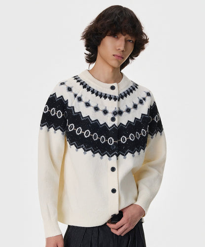 Fair Isle Jacquard Knit Cardigan WN21400