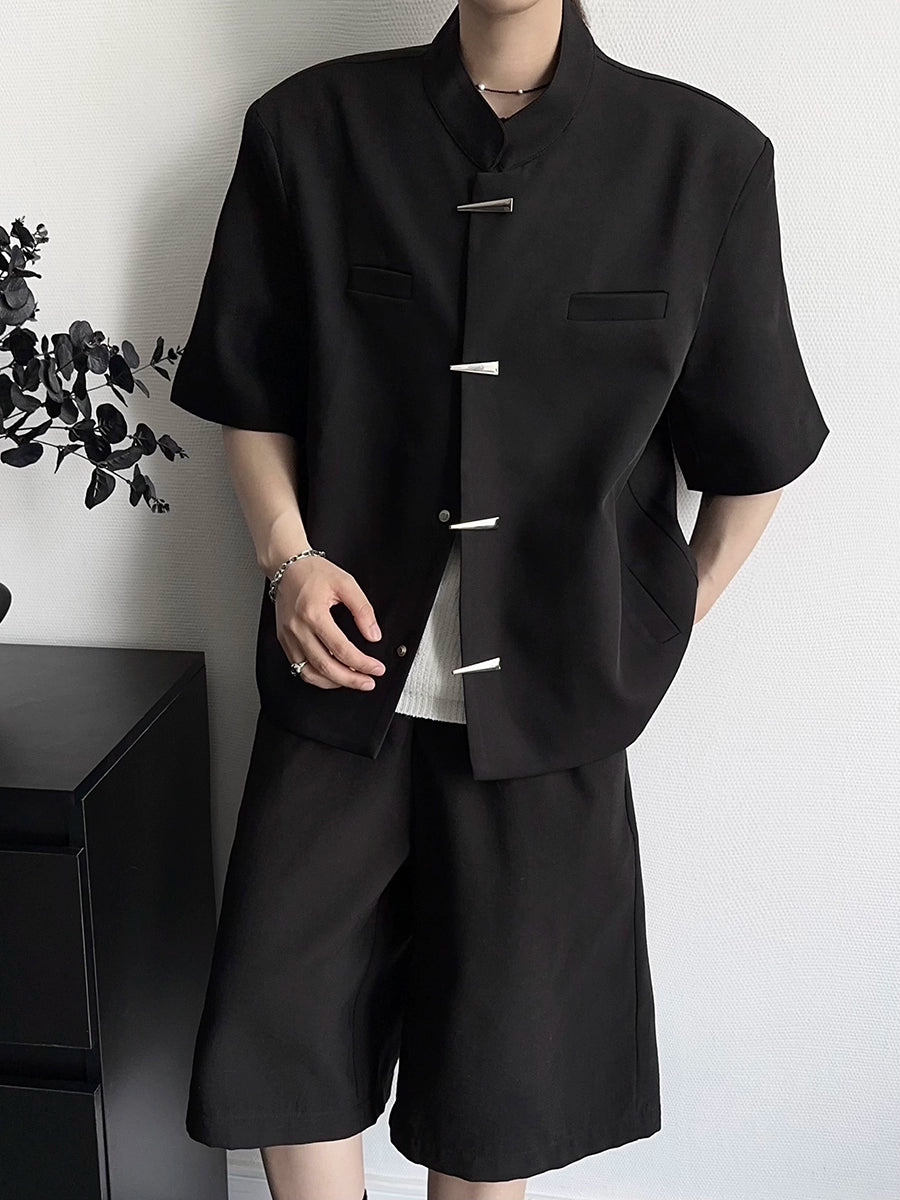 Stand Neck Shoulder-Pad Chinese Style Jacket WN19370