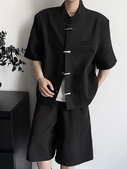 Stand Neck Shoulder-Pad Chinese Style Jacket WN19370