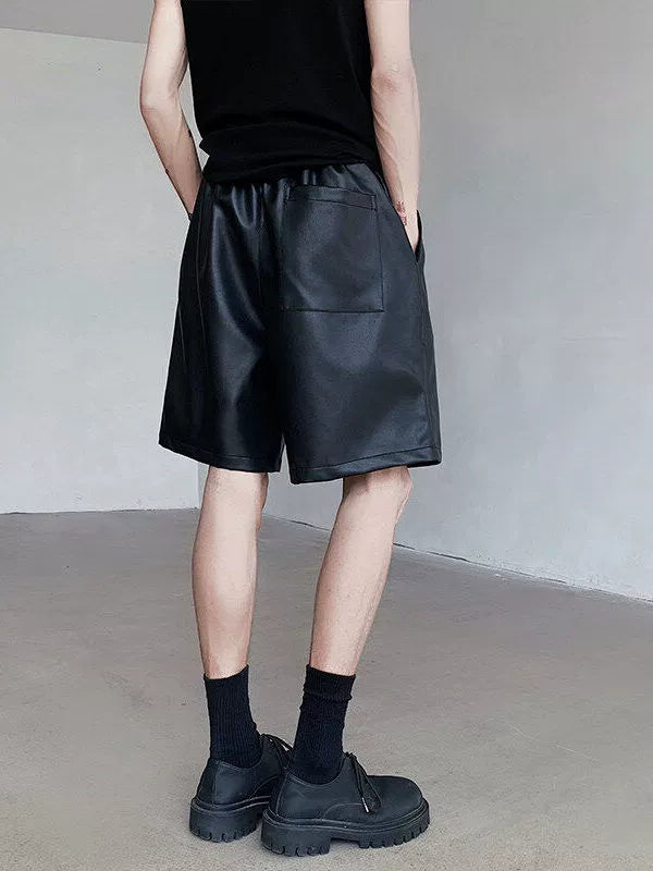 PU Leather Wide Leg Short Pants WN19315