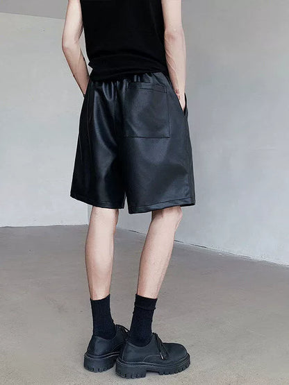 PU Leather Wide Leg Short Pants WN19315