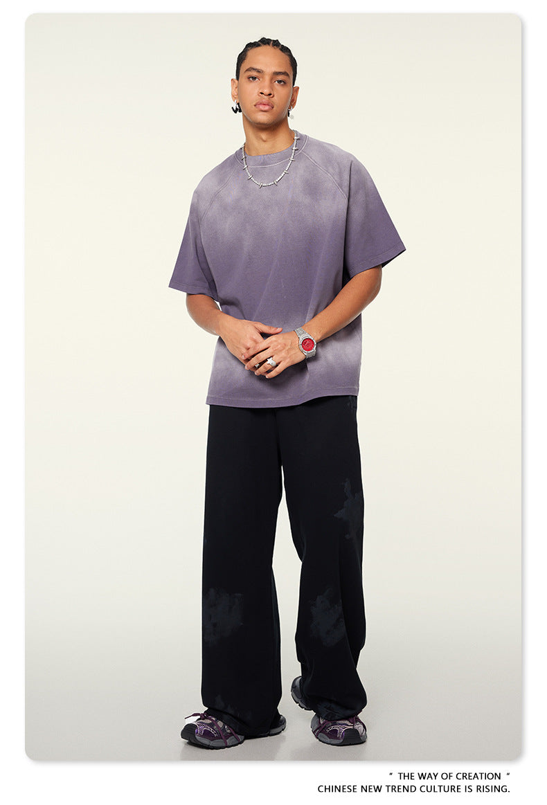 Washed Gradient Raglan Sleeve T-Shirt WN6065