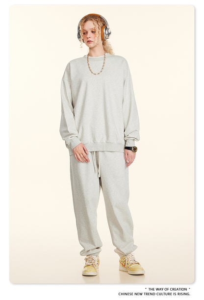 Oversize Heavyweight Basic Round Neck Sweatshirt WN9929