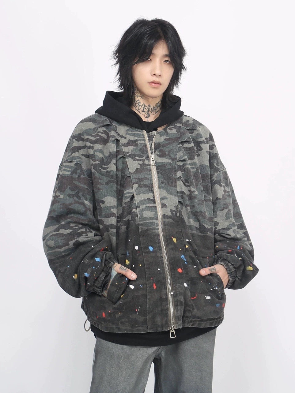 Camouflage Zipper Baseball Jacket WN8360