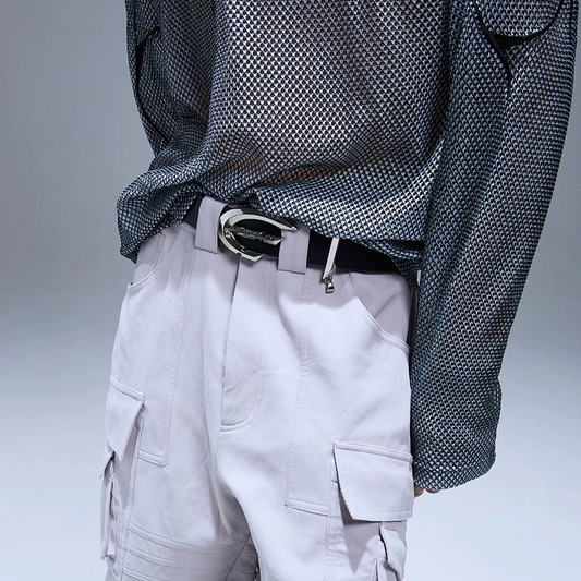 Glossy Cowhide Metal Buckle Belt WN27453