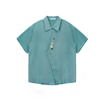 Irregular Ripple Design Short Sleeve Shirt WN19018