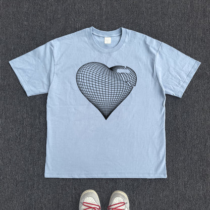 Heart Line Art Design Short Sleeve T-Shirt WN15825