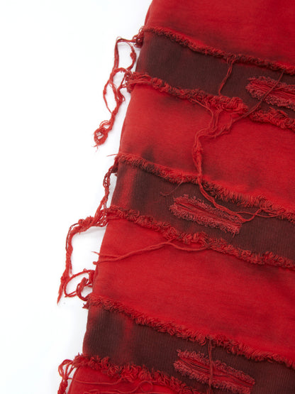 Denim Fringe Design Sweatpants WN20970