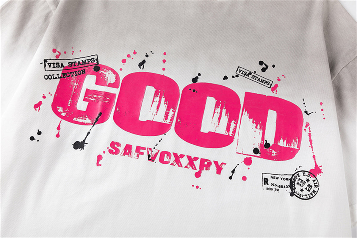 Gradient Paint Letter Short Sleeve T-Shirt WN26957