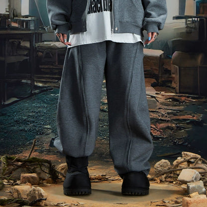 Deconstructed Oversize Zipper Hoodie & Wide Leg Sweatpants Setup WN20582