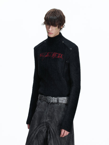 Plush Deconstructed Embroiderey Slim Long-sleeve  T-Shirt WN22664