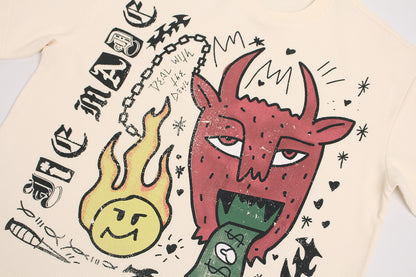 Waffle Graphic Oversize Short Sleeve T-Shirt WN26063