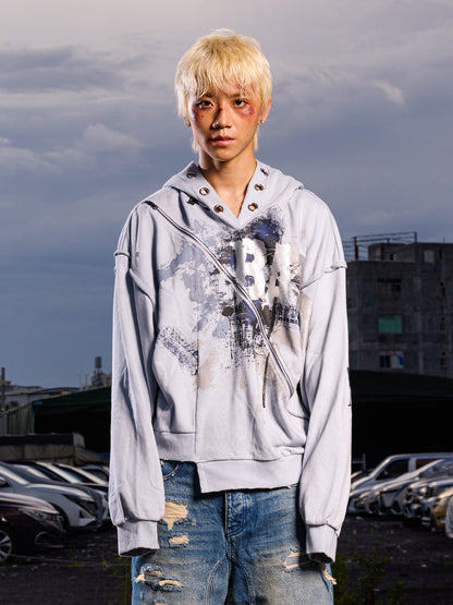 Oversize Graphic Zipper Hoodie WN27116