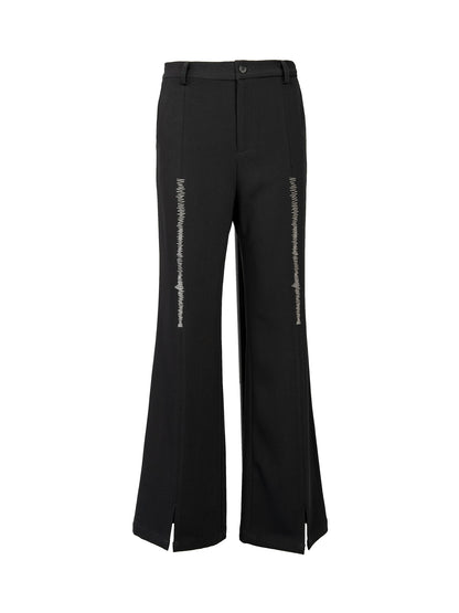 Embroidery Flare Cropped Tailored Trousers WN11809