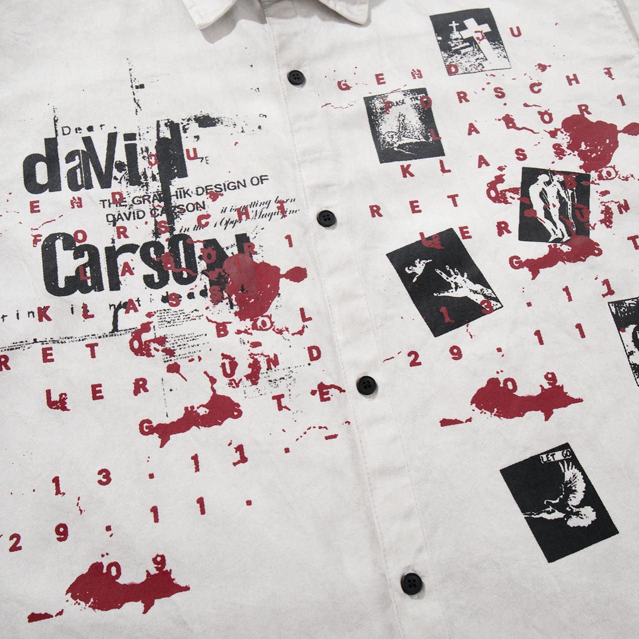 Dirty Dye Washed Graphic Print Short Sleeve Shirt WN25704