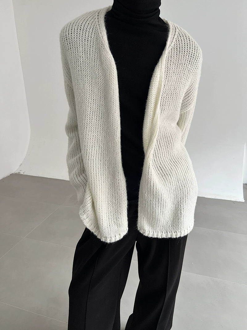 Collarless Knit Cardigan WN21494