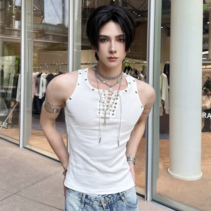 Lace-Up Studded Tank Top WN25107