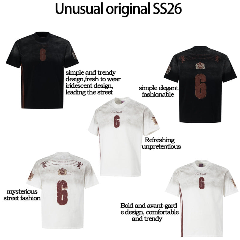 Spray Paint Number Print Short Sleeve T-Shirt WN26041