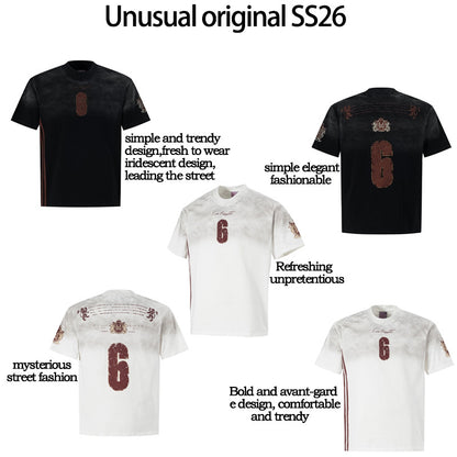 Spray Paint Number Print Short Sleeve T-Shirt WN26041