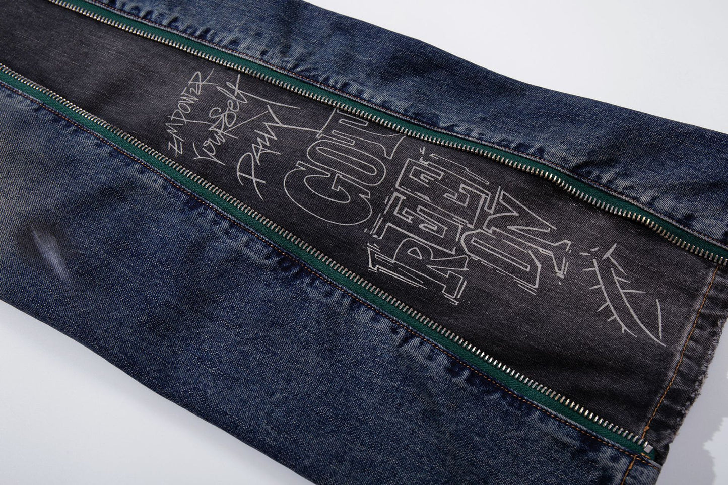 Panel Wash Wide Leg Denim Jeans WN23107